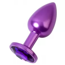 Фиолетовый анальный плаг с кристаллом фиолетового цвета - 7,2 см фиолетовый 