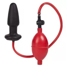 Анальная пробка Expandable Butt Plug с функцией подкачки - 9,5 см черный с красным 