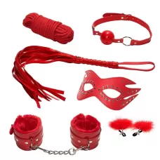 Эротический набор БДСМ из 6 предметов в красном цвете красный 