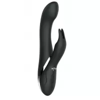 Черный вибратор-кролик NAGHI NO.33 RECHARGEABLE DUO VIBRATOR - 23 см черный 