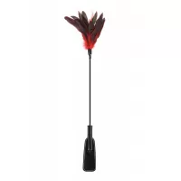 Стек-щекоталка Sweet Caress Feather Whip - 58 см черный с красным 