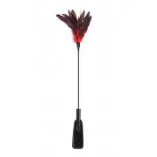 Стек-щекоталка Sweet Caress Feather Whip - 58 см черный с красным 