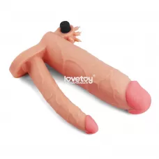 Телесная насадка-удлинитель на пенис с анальным стимулятором и вибрацией телесный 