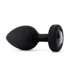 Черная вибропробка Vibrating Jewel Plug XXL - 12 см черный 