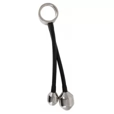 Эрекционное кольцо с 2 фигурными подвесами Heavy Gear cock ring   ass plugs серебристый с черным 
