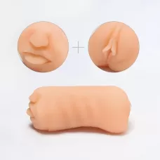 Двусторонний реалистичный маструбатор Oral Vaginal телесный 