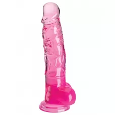 Розовый фаллоимитатор с мошонкой на присоске 8’’ Cock with Balls - 22,2 см розовый 