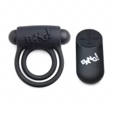 Черное эрекционное виброкольцо 28X Remote Control Vibrating Cock Ring   Bullet черный 