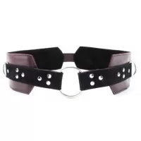 Бордовый пояс с колечками для крепления наручников Maroon Leather Belt бордовый S-M-L