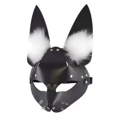 Черная маска  Зайка  с меховыми ушками черный 