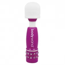 Фиолетово-белый жезловый мини-вибратор с кристаллами Mini Massager Neon Edition фиолетовый с белым 