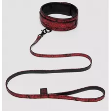 Стильный ошейник с поводком Reversible Faux Leather Collar and Lead красный с черным 