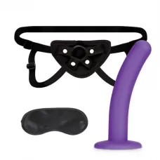 Фиолетовый поясной фаллоимитатор Strap on Harness   5in Dildo Set - 12,25 см фиолетовый с черным 