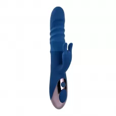 Синий вибратор-кролик The Ringer с функцией поступательных движений - 23,8 см синий 