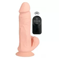 Телесный вибратор на присоске с пультом ДУ Bendable RC Vibrator with Balls - 20,8 см телесный 