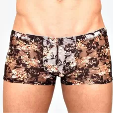 Мужские сетчатые боксеры с бежевыми розами Rose Boxer черный L