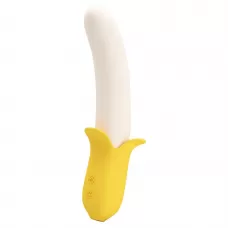 Силиконовый вибратор Banana Geek - 19,5 см белый с желтым 