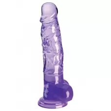 Фиолетовый фаллоимитатор с мошонкой на присоске 8’’ Cock with Balls - 22,2 см фиолетовый 