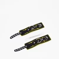Черно-желтые кожаные наручники с жёлтой строчкой черный с желтым 