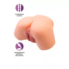 Телесный реалистичный мастурбатор-полуторс с 2 любовными входами телесный 