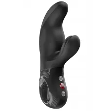 Черный вибратор с клиторальным стимулятором Miss Bi - 17 см черный 