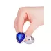 Серебристая анальная втулка с синим кристаллом-сердцем - 7 см синий 