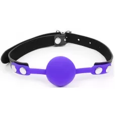 Фиолетовый кляп-шарик с черным ремешком фиолетовый с черным 