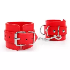 Красные наручники на регулируемых ремешках с цепочкой красный 