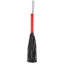 Черная многохвостая плеть-флоггер с красной ручкой - 40 см черный с красным 