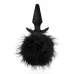 Силиконовая анальная пробка с чёрным заячьим хвостом Bunny Tail Pom Plug - 12,7 см черный 