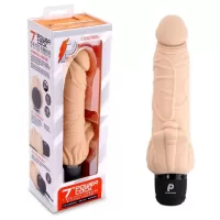 Телесный вибратор-раелистик с клиторальными лепестками 7  Realistic Vibrator - 21,5 см телесный 