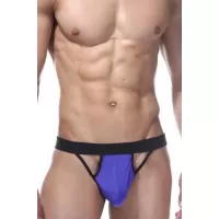 Мужские трусы-стринги с боковыми вырезами фиолетовый с черным L-XL