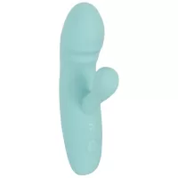 Бирюзовый мини-вибратор с клиторальным отростком Rabbit Vibrator - 15,5 см бирюзовый 