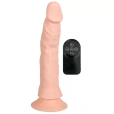 Телесный вибратор на присоске с пультом ДУ Bendable RC Vibrator - 21,5 см телесный 