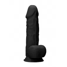 Черный фаллоимитатор Realistic Cock With Scrotum - 21,5 см черный 