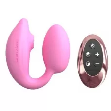 Розовый U-образный стимулятор клитора и точки G с пультом ДУ Wonderlover розовый 