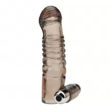 Дымчатая насадка на пенис с вибрацией  Vibrating Penis Enhancing Sleeve Extension - 13,3 см дымчатый 