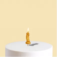 Золотистая свеча для торта в виде фаллоса - 4,5 см золотистый 