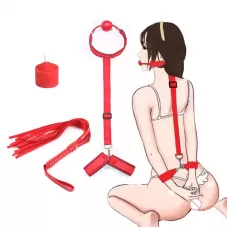 Эротический БДСМ-набор «Плохая девочка» из 3 предметов красный 