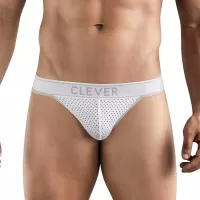 Белые перфорированные трусы-тонги Clever Ambar Thong белый L