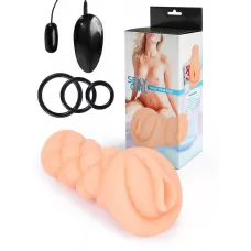 Телесный мастурбатор-вагина с вибропулей и эрекционными кольцами в комплекте телесный Телесный мастурбатор-вагина с вибропулей и эрекционными кольцами в комплекте телесный