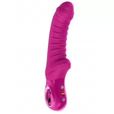 Лиловый вибратор Tiger с ребрышками - 22,5 см лиловый 