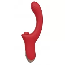 Красный вагинально-клиторальный вибратор красный 