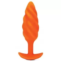 Оранжевый спиральный анальный виброплаг Swirl - 13,5 см оранжевый 