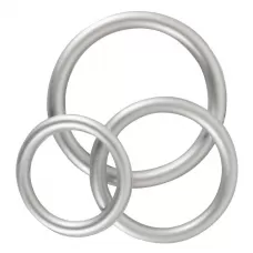 Набор из 3 эрекционных колец под металл Metallic Silicone Cock Ring Set серебристый 