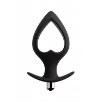 Черная вибровтулка с полой серединой в виде сердечка Cordis L - 17 см черный 