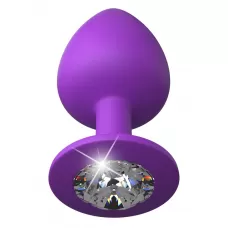 Фиолетовая анальная пробка со стразом Her Little Gem Large Plug - 9,5 см фиолетовый 
