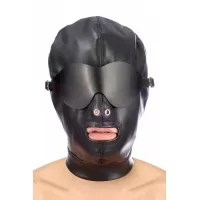 Маска-шлем с отверстием для рта и съемными шорами черный 