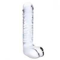 Прозрачный фаллоимитатор 8  Realistic Ribbed Glass Dildo - 20,3 см прозрачный 