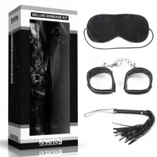 БДСМ-набор Deluxe Bondage Kit для игр: маска, наручники, плётка черный 